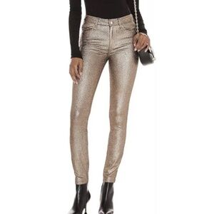 Paige Hoxton High Rise Ultra Skinny Stretch Gold Deco Jeans SZ 32
